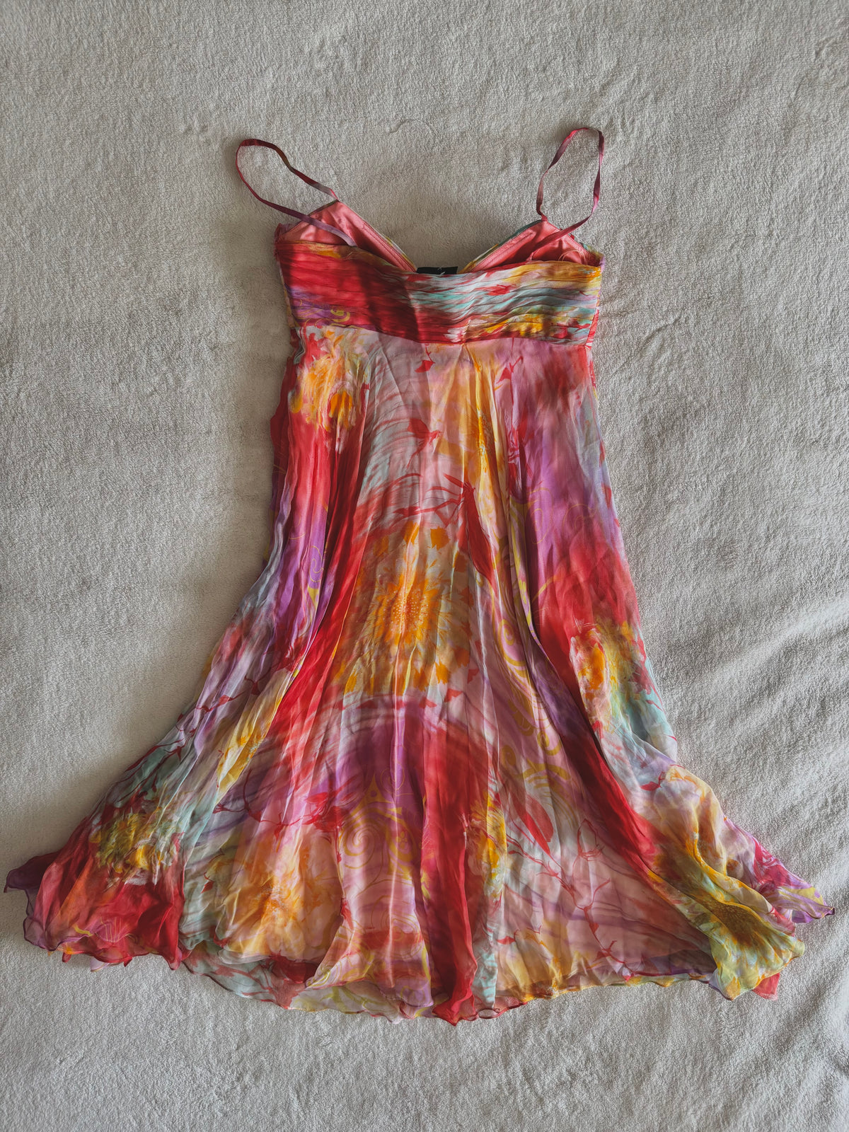 y2k vintage silk summer multicolour maxi dress with matching cardigan zara larsson