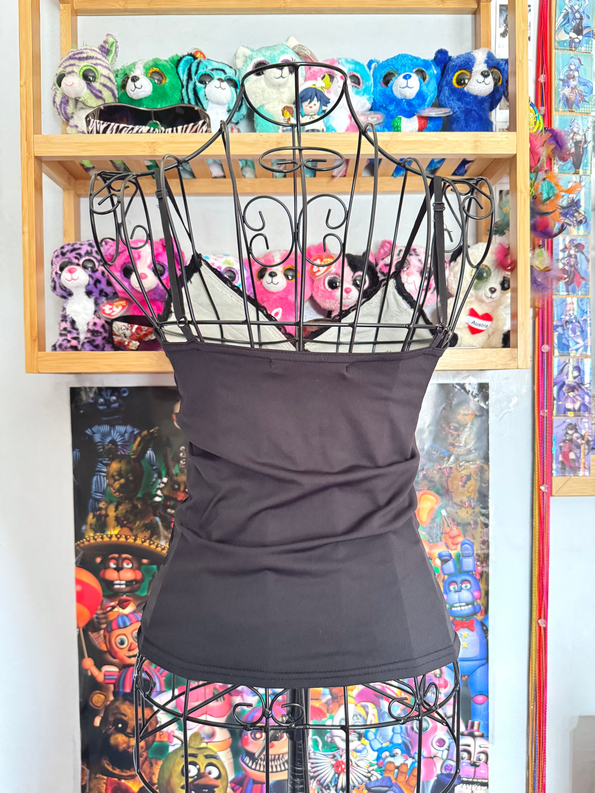 y2k vintage black sequin embellished cropped and fitted cami top