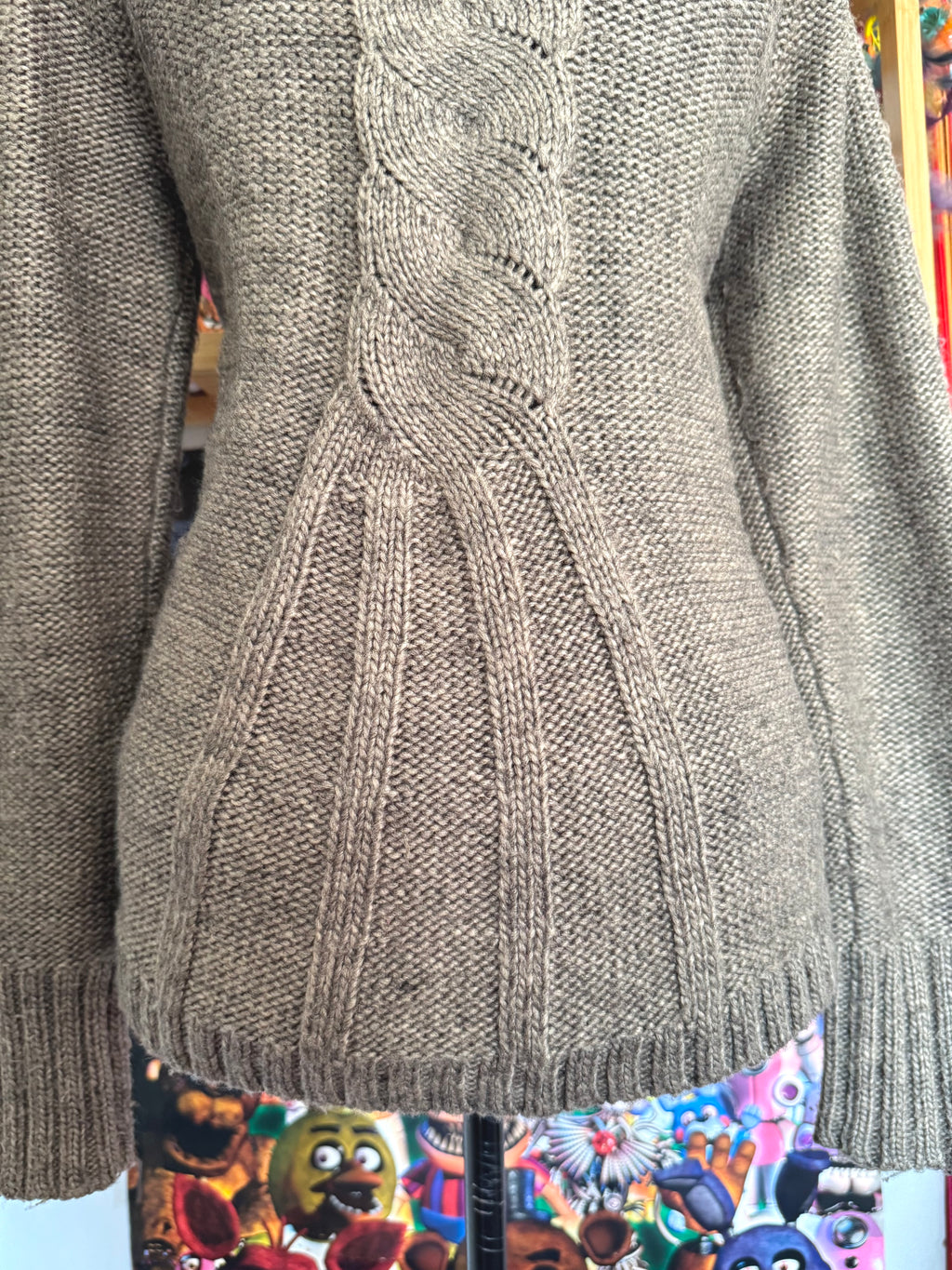 y2k vintage grey brown babydoll chunky knitted button up cardigan