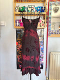 y2k vintage red and black velvet floral midi dress