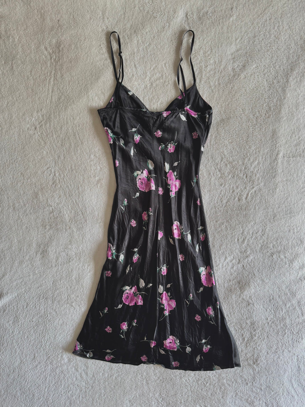 y2k vintage satin floral pattern asymmetric cut midi dress elegant