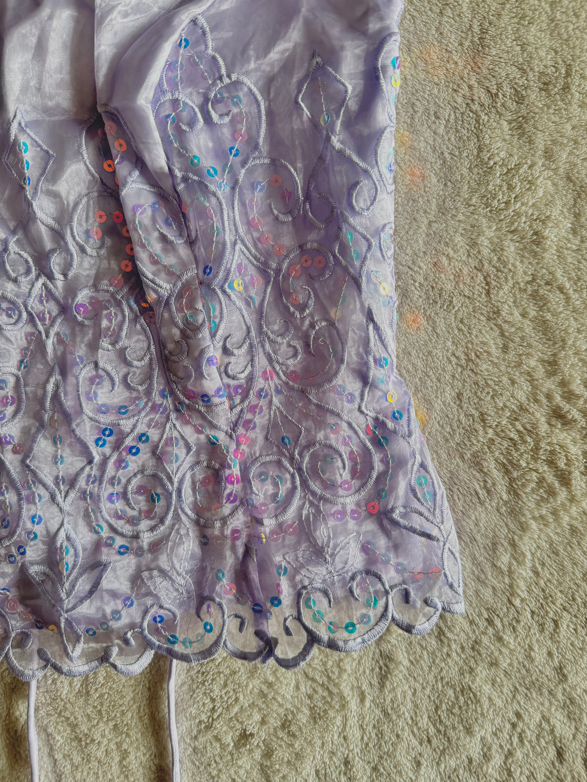 y2k vintage lilac purple lace back cropped and fitted corset top with sequins embellished