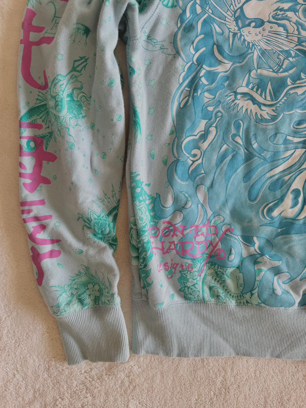 y2k vintage blue zip up drawstring neck hoodie with massive graphic front and back unisex