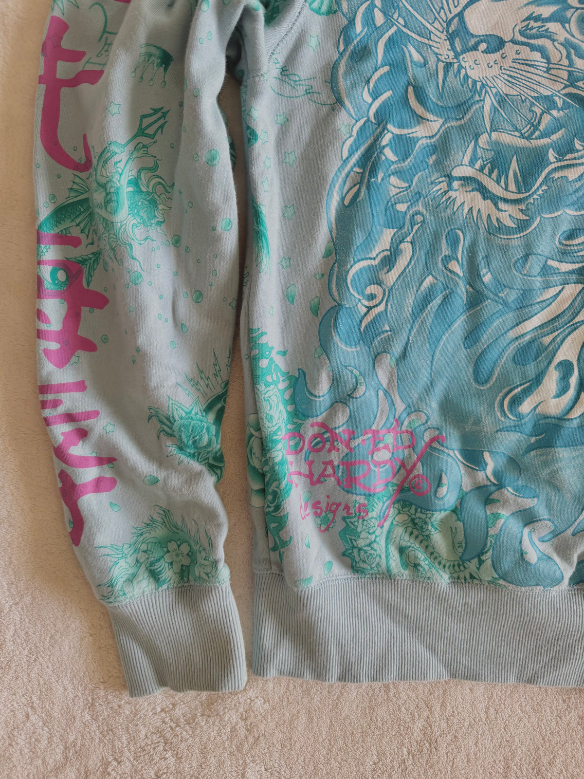 y2k vintage blue zip up drawstring neck hoodie with massive graphic front and back unisex