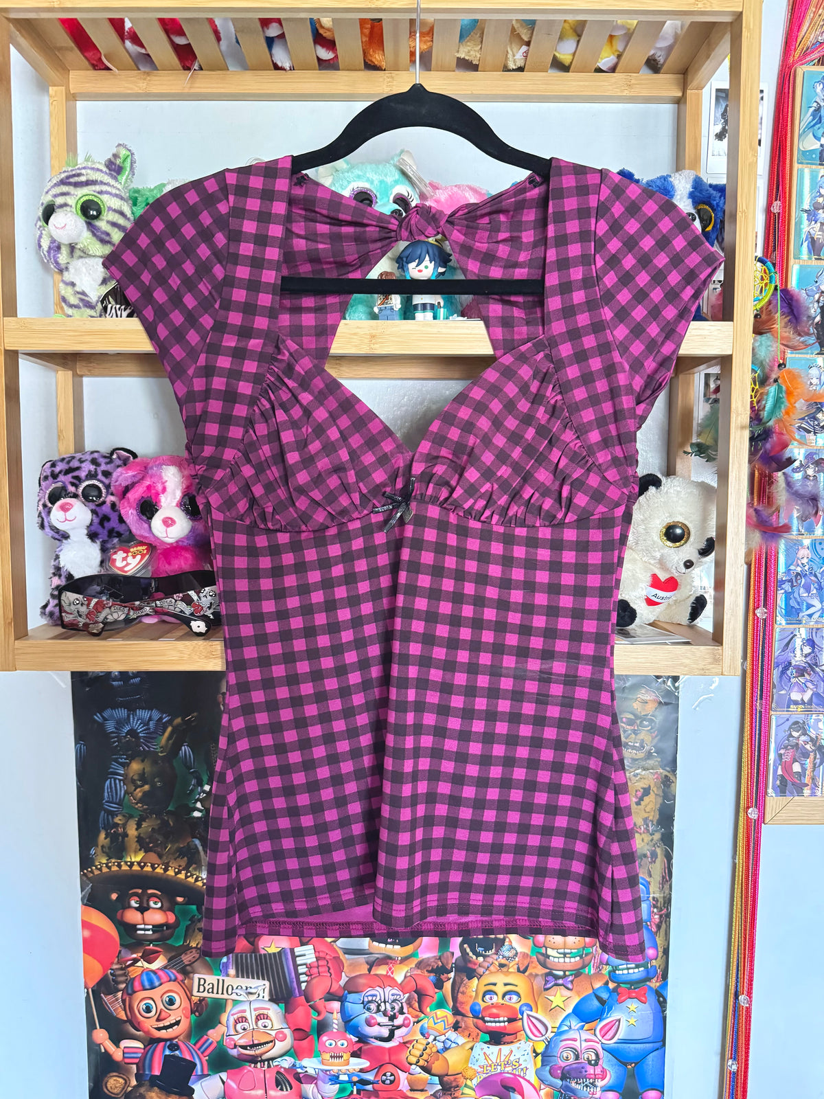 y2k vintage checkered fitted sweetheart cap sleeve top monster high vibes