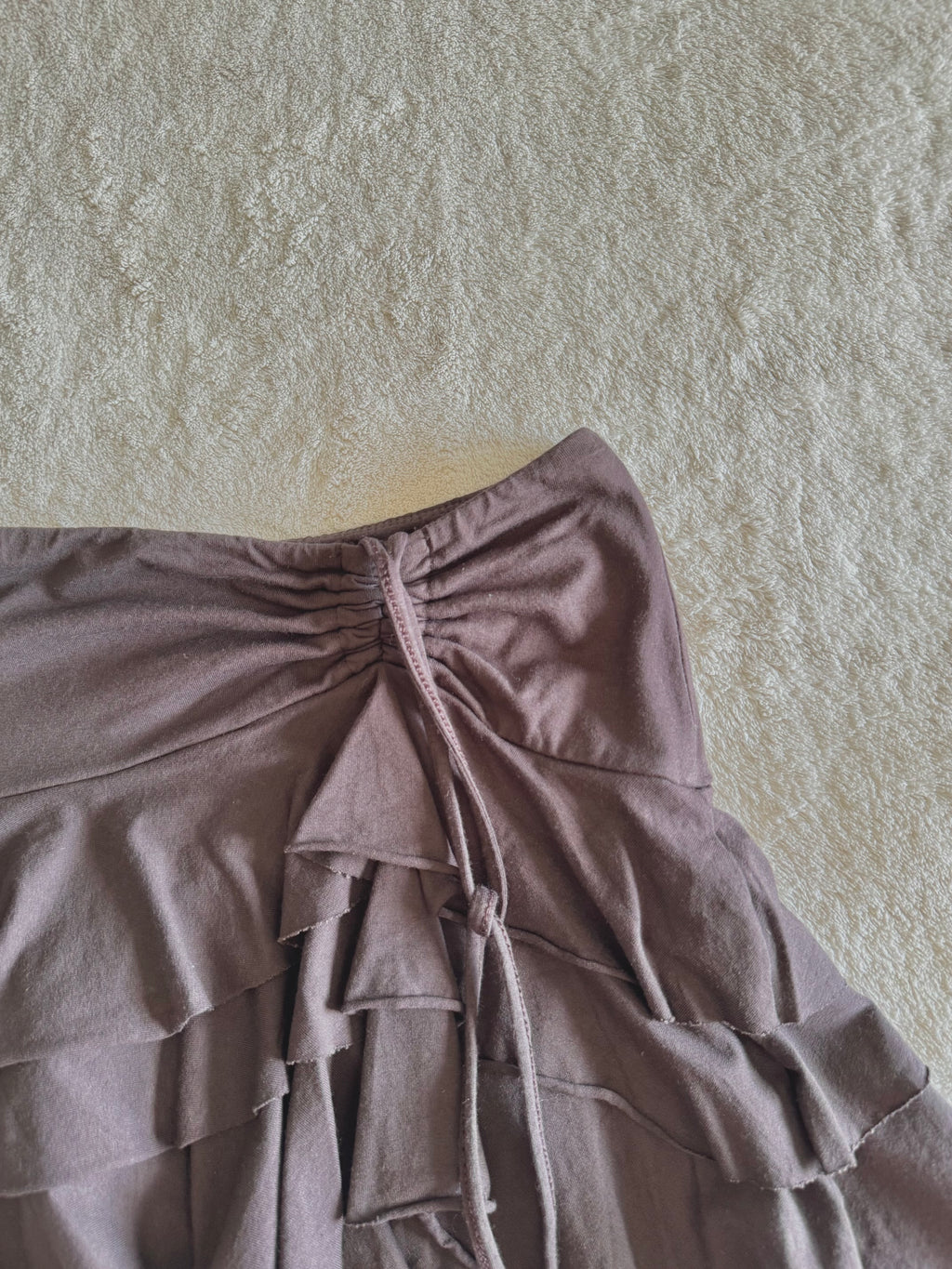 y2k vintage chocolate brown ruffle tiered mini skirt or floaty halter top fairycore