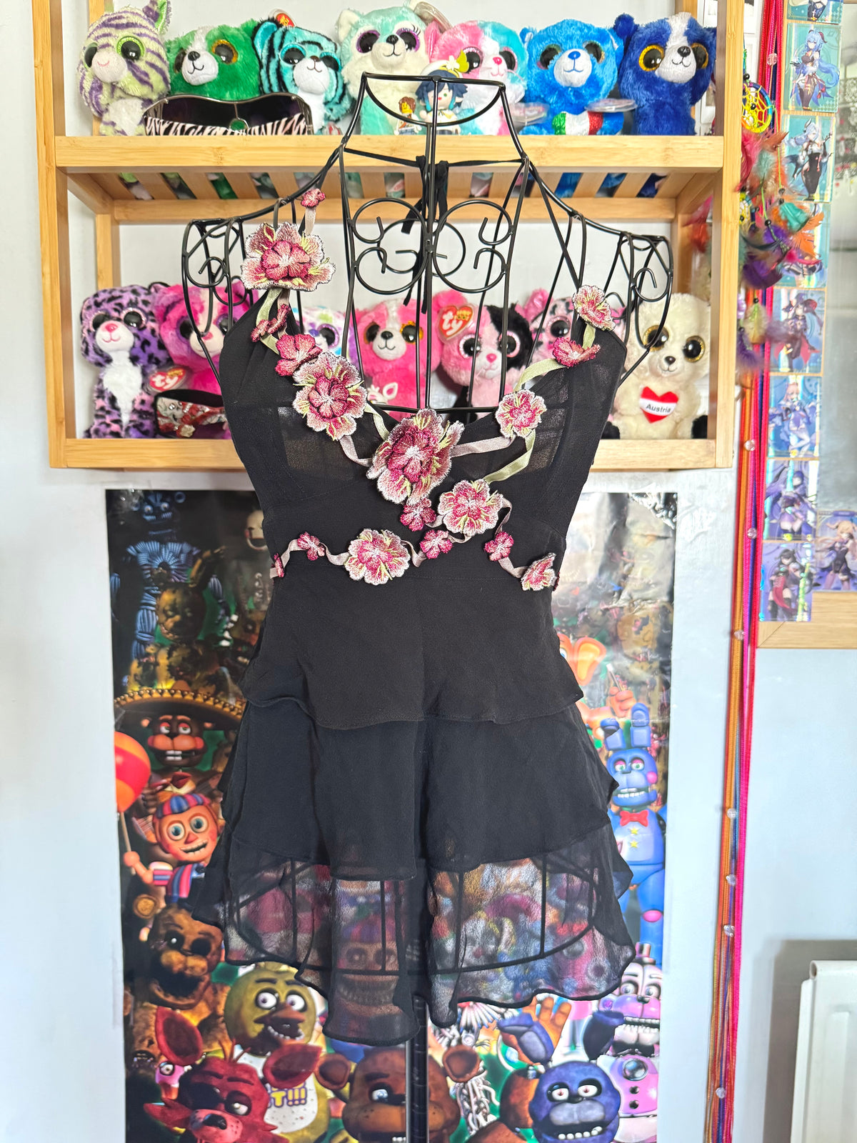 y2k vintage stunning silk ruffle tiered floral halterneck cami top
