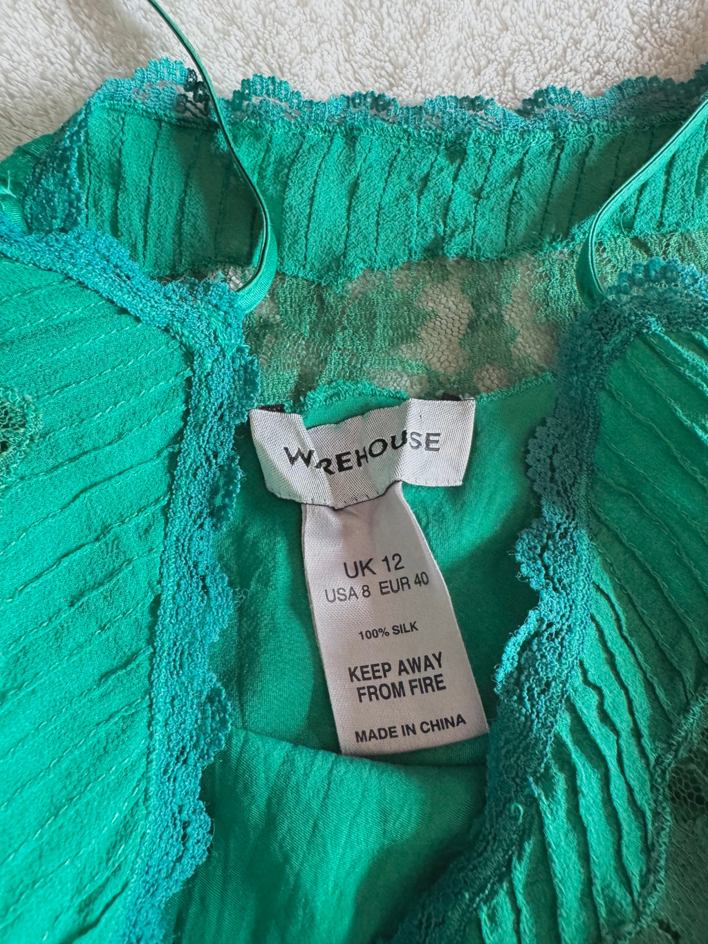 y2k vintage emerald green silk forest cami top