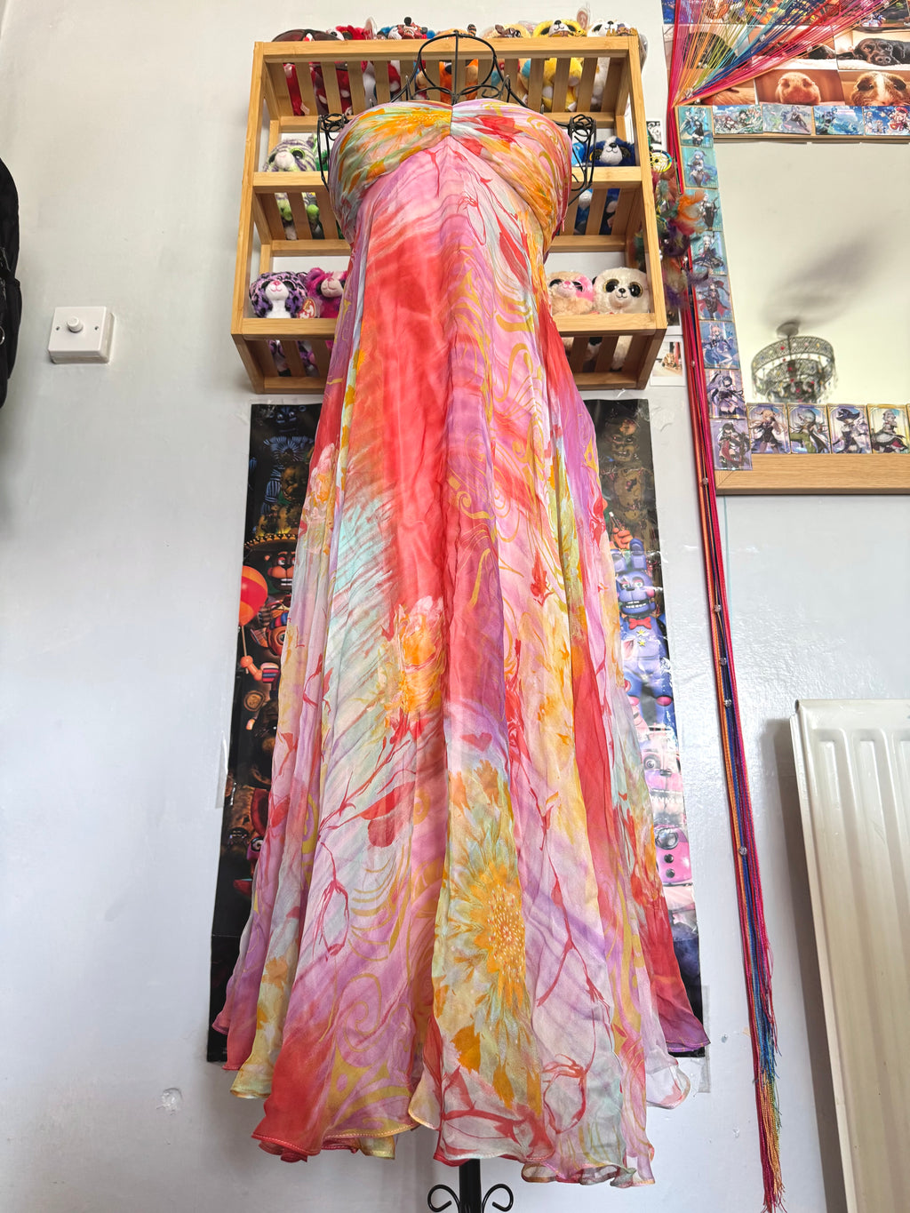 y2k vintage silk summer multicolour maxi dress with matching cardigan zara larsson