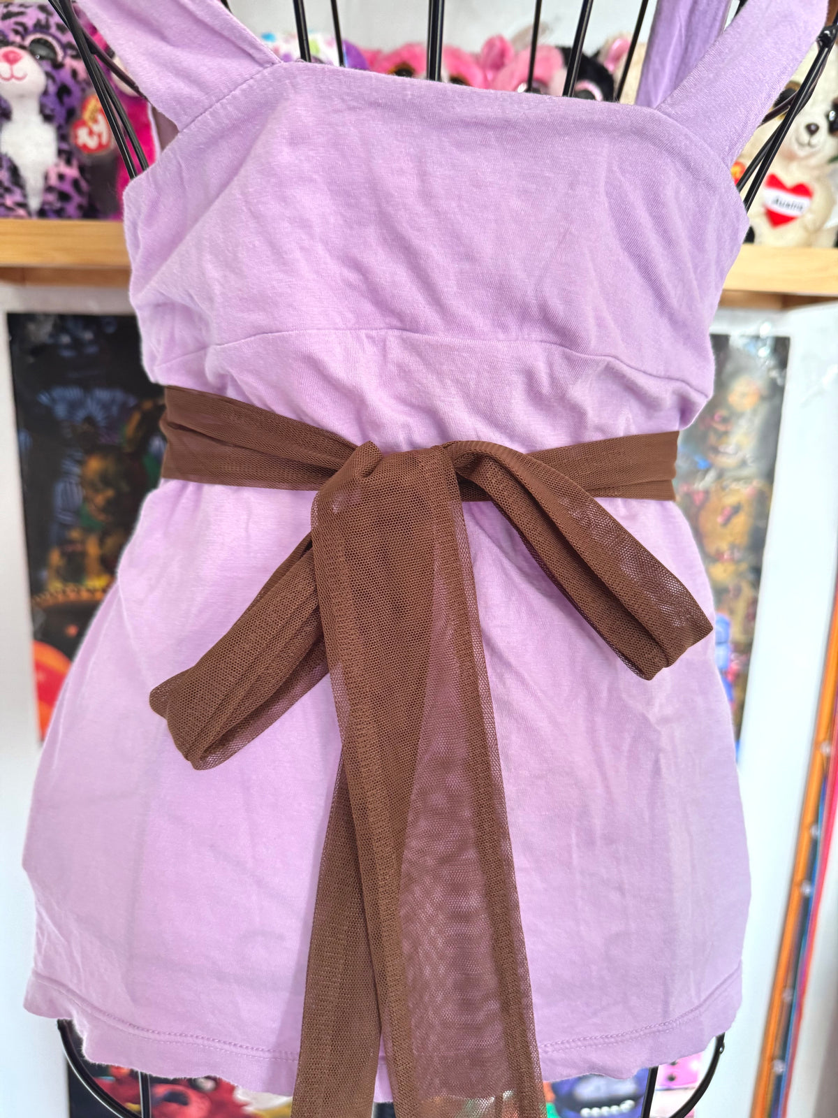 y2k vintage fitted lilac tie back jewelled cami top