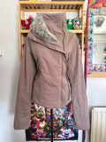 y2k vintage chocolate brown fitted faux fur lined zip up jacket
