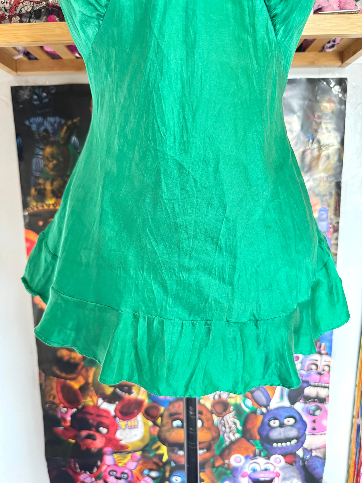 y2k vintage emerald green silk forest cami top