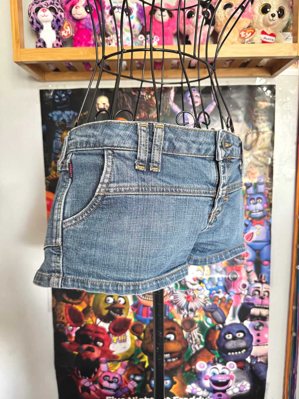 y2k vintage low waisted medium wash playboy bunny micro mini shorts