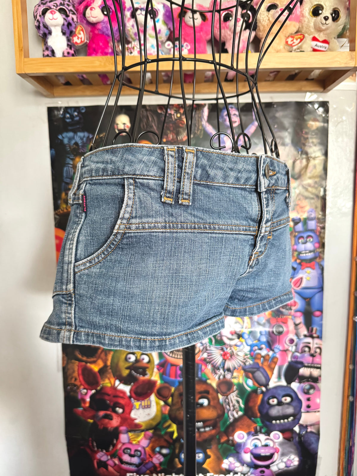 y2k vintage low waisted medium wash playboy bunny micro mini shorts