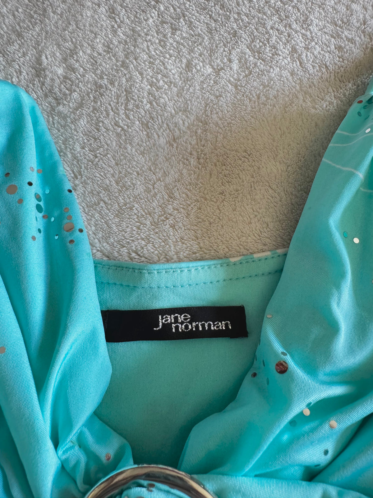 y2k vintage turquoise blue floral slinky fitted cami top with sequins
