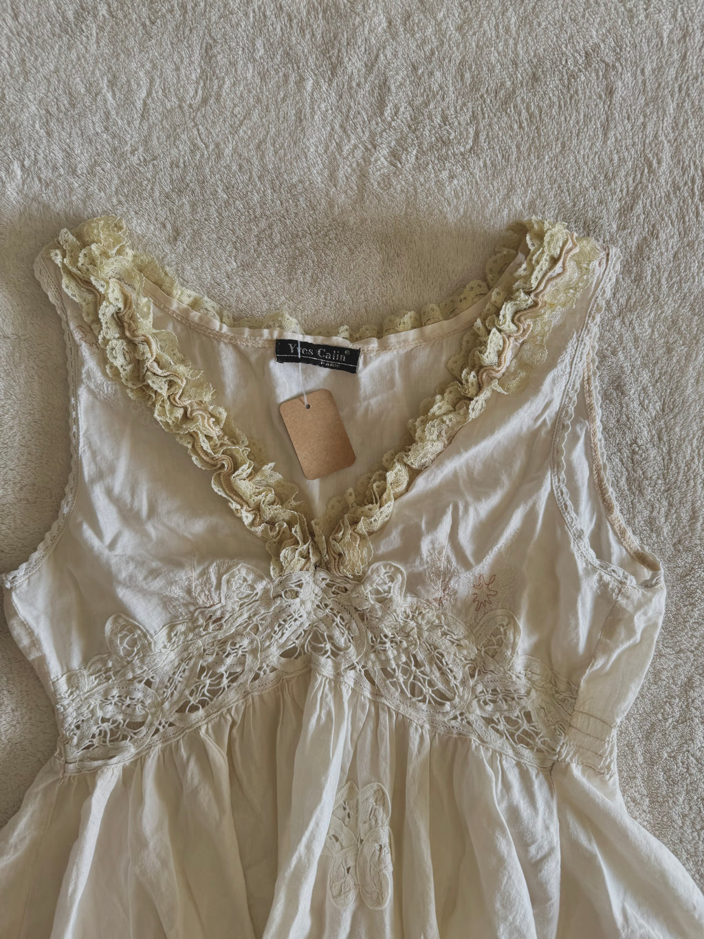 y2k vintage white floaty fairy hem babydoll cami top