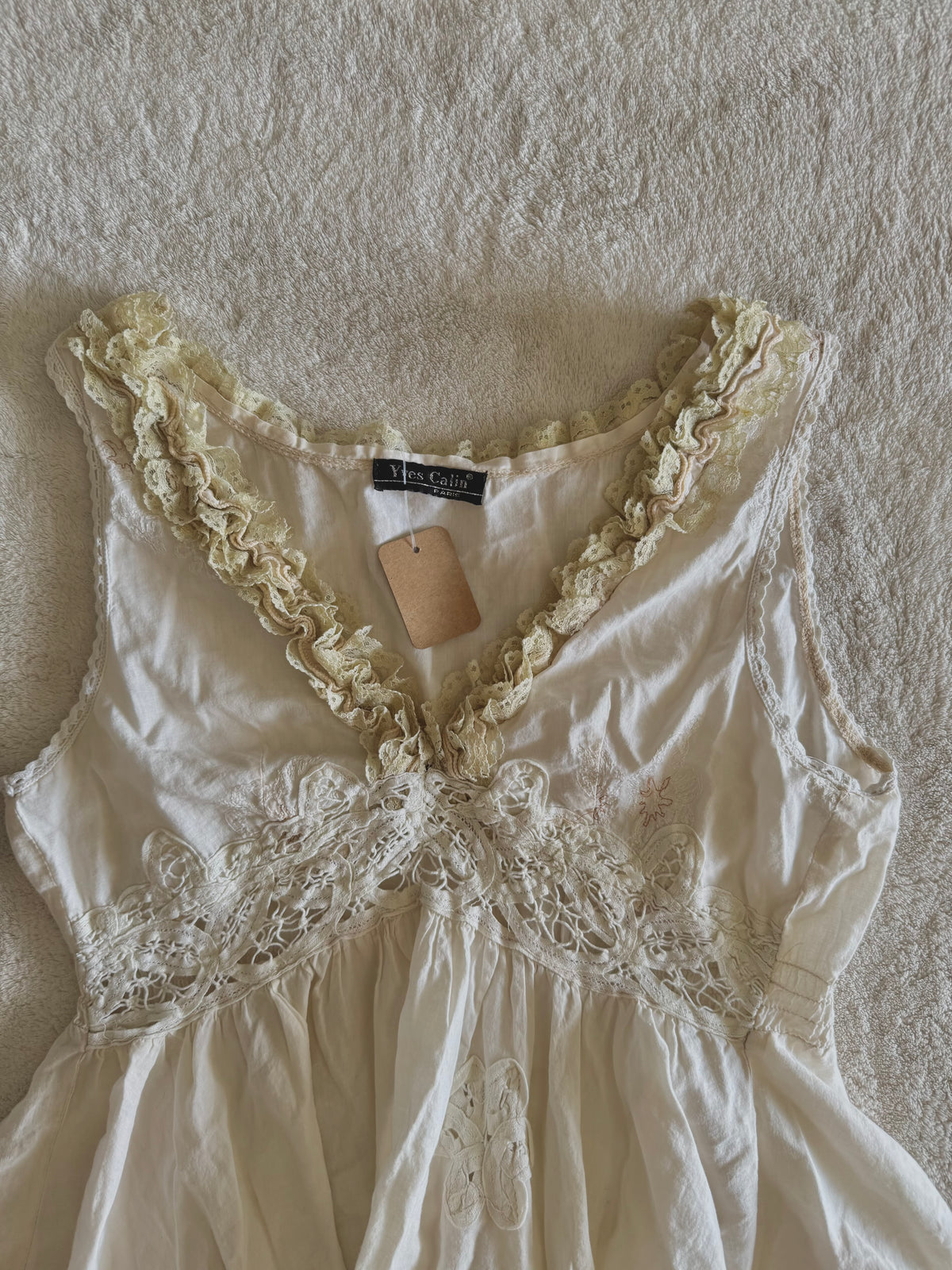 y2k vintage white floaty fairy hem babydoll cami top