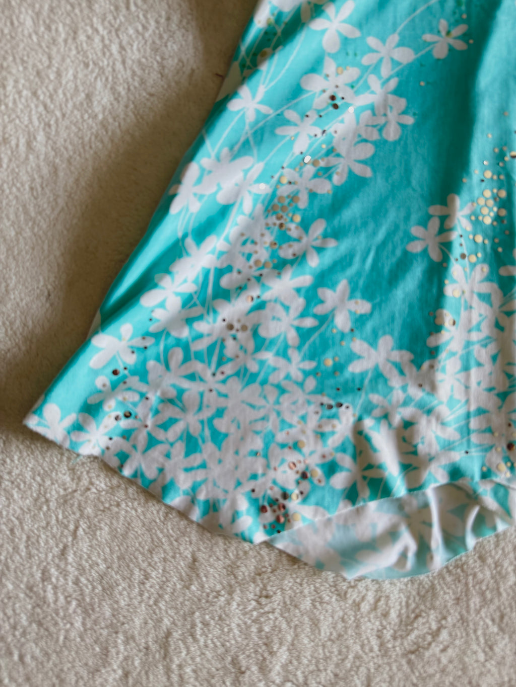 y2k vintage turquoise blue floral slinky fitted cami top with sequins