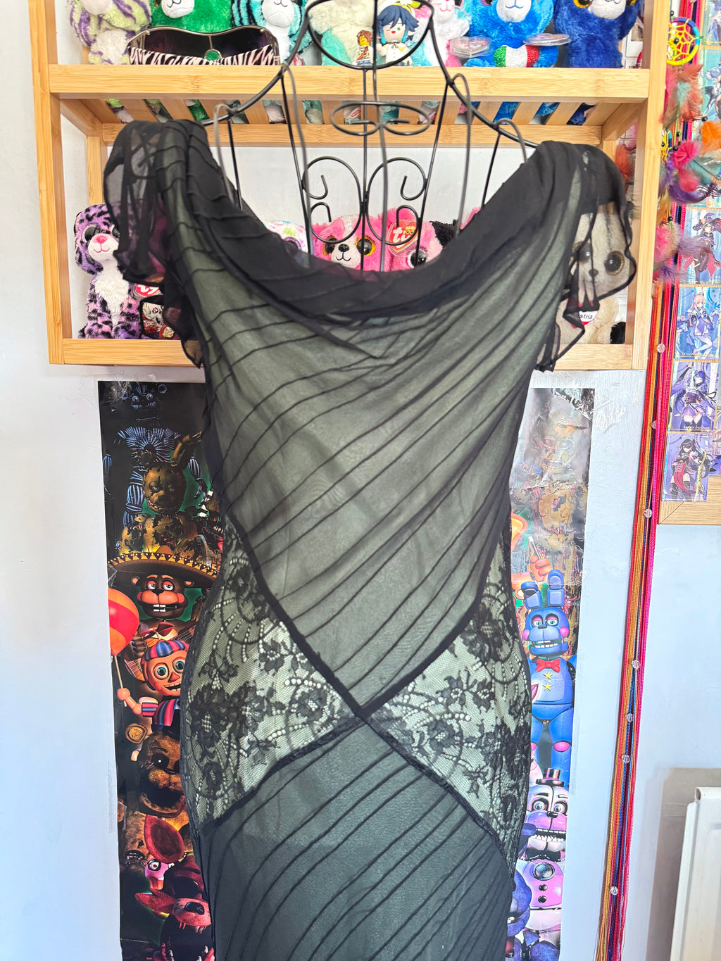 y2k vintage silk mint and black maxi length boat neck dress