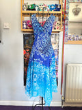 y2k vintage ombre effect waterfall blue maxi dress