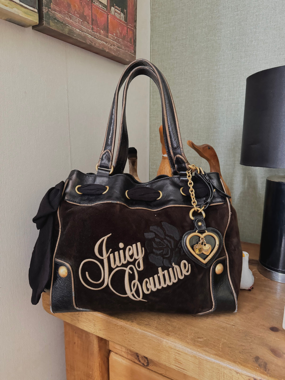 y2k 2000’s brown velour Juicy Couture daydreamer bag trashy