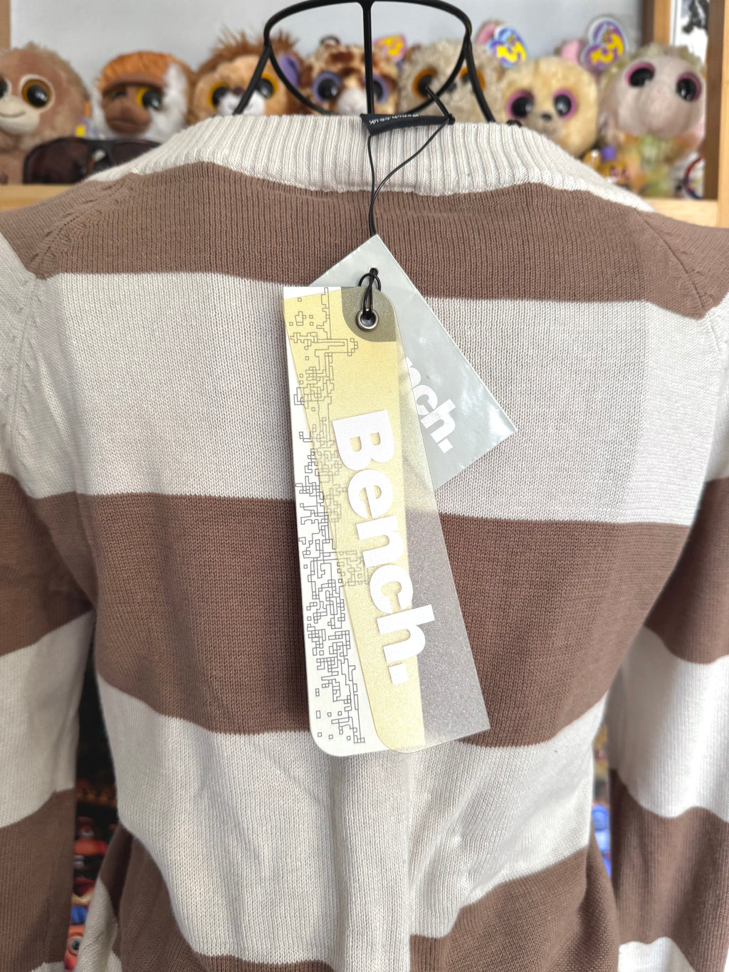 y2k vintage deadstock bnwt striped ribbed knit embroidered long sleeved top