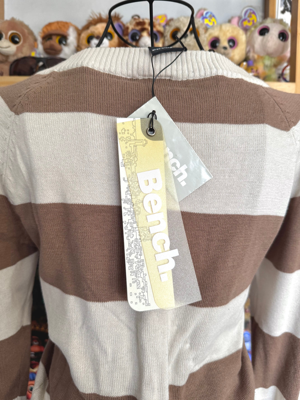 y2k vintage deadstock bnwt striped ribbed knit embroidered long sleeved top