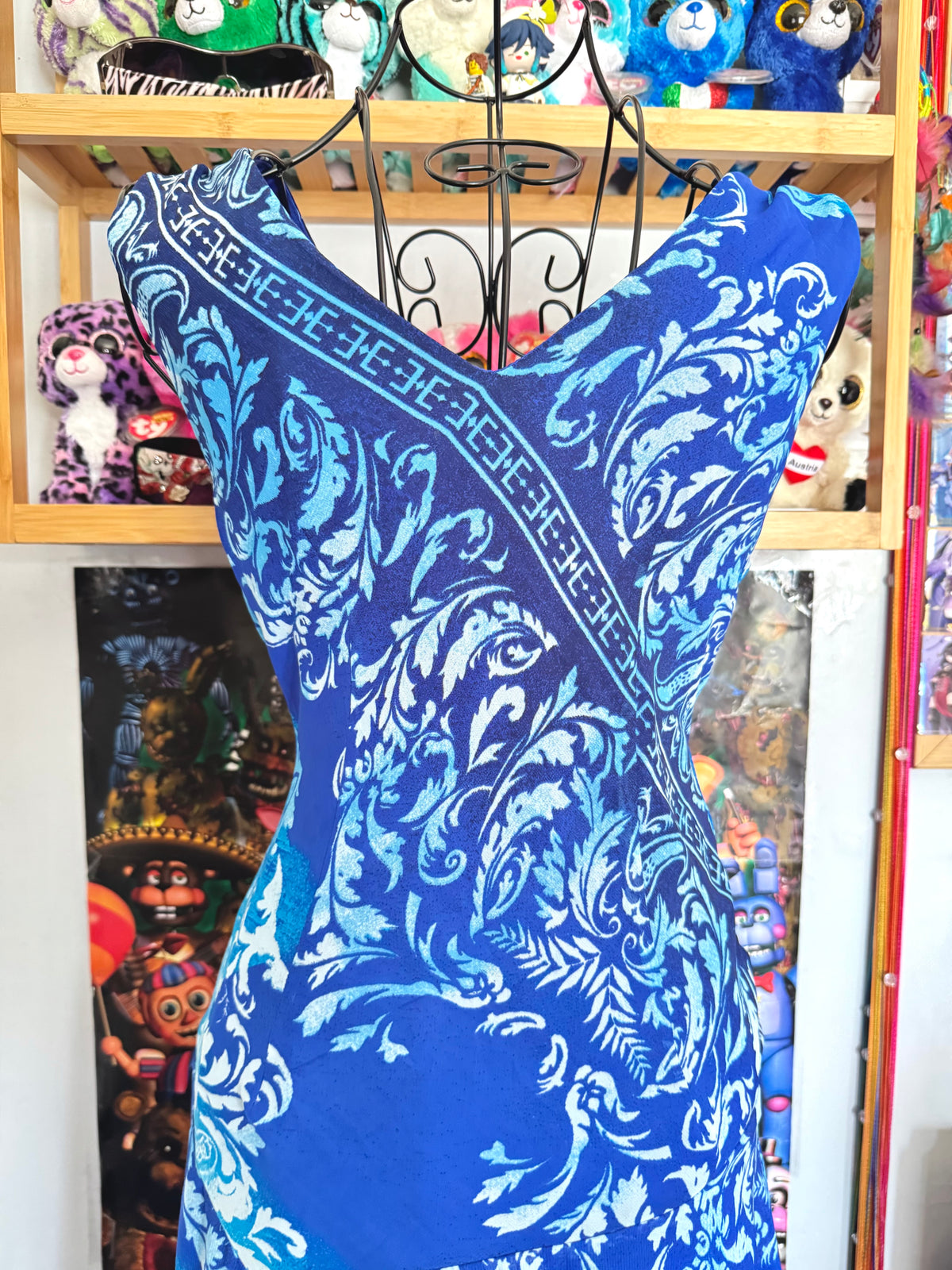 y2k vintage ombre effect waterfall blue maxi dress