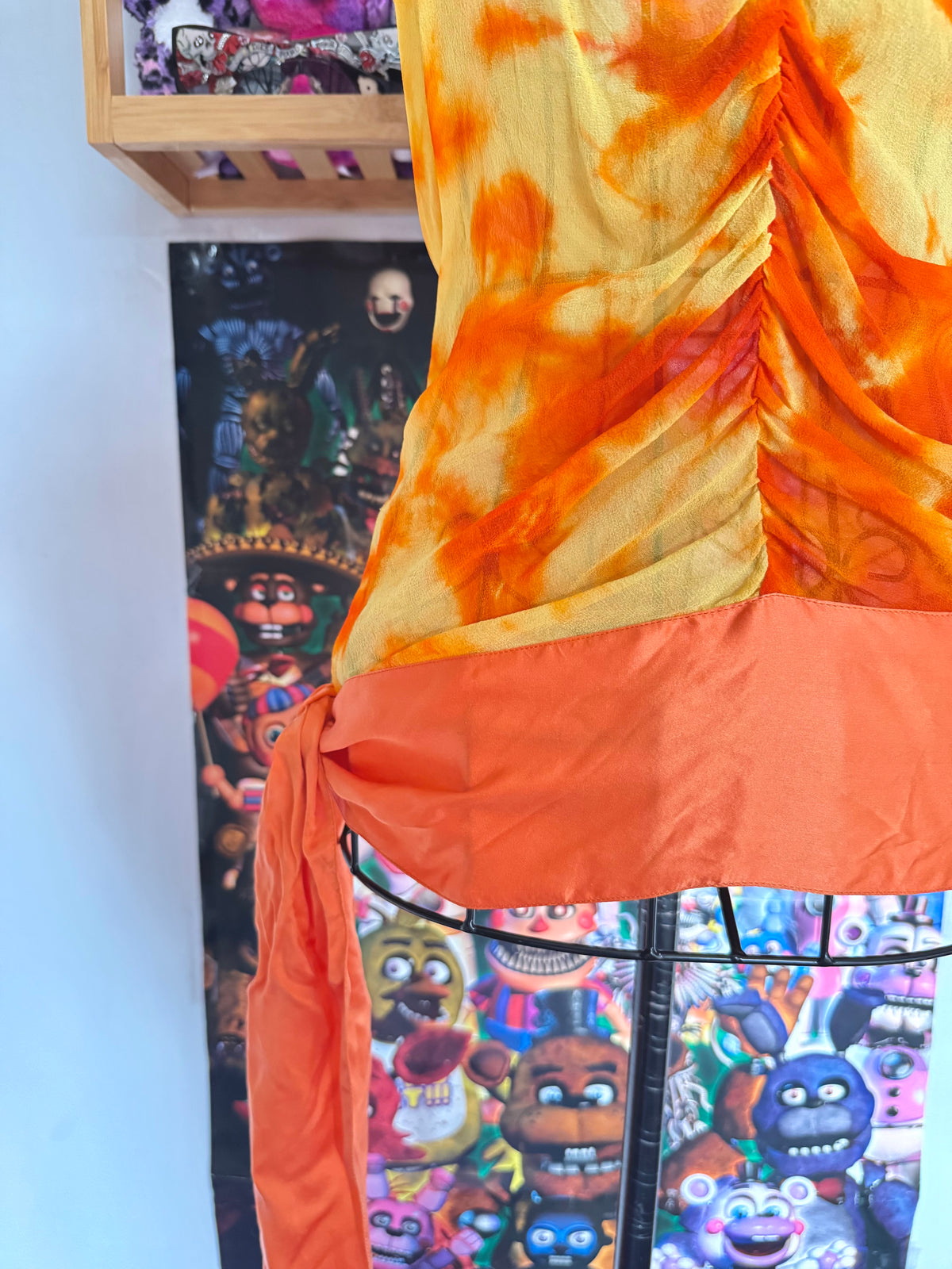 y2k vintage 2002 silk tie dye effect sequin embellished cami top warm autumnal