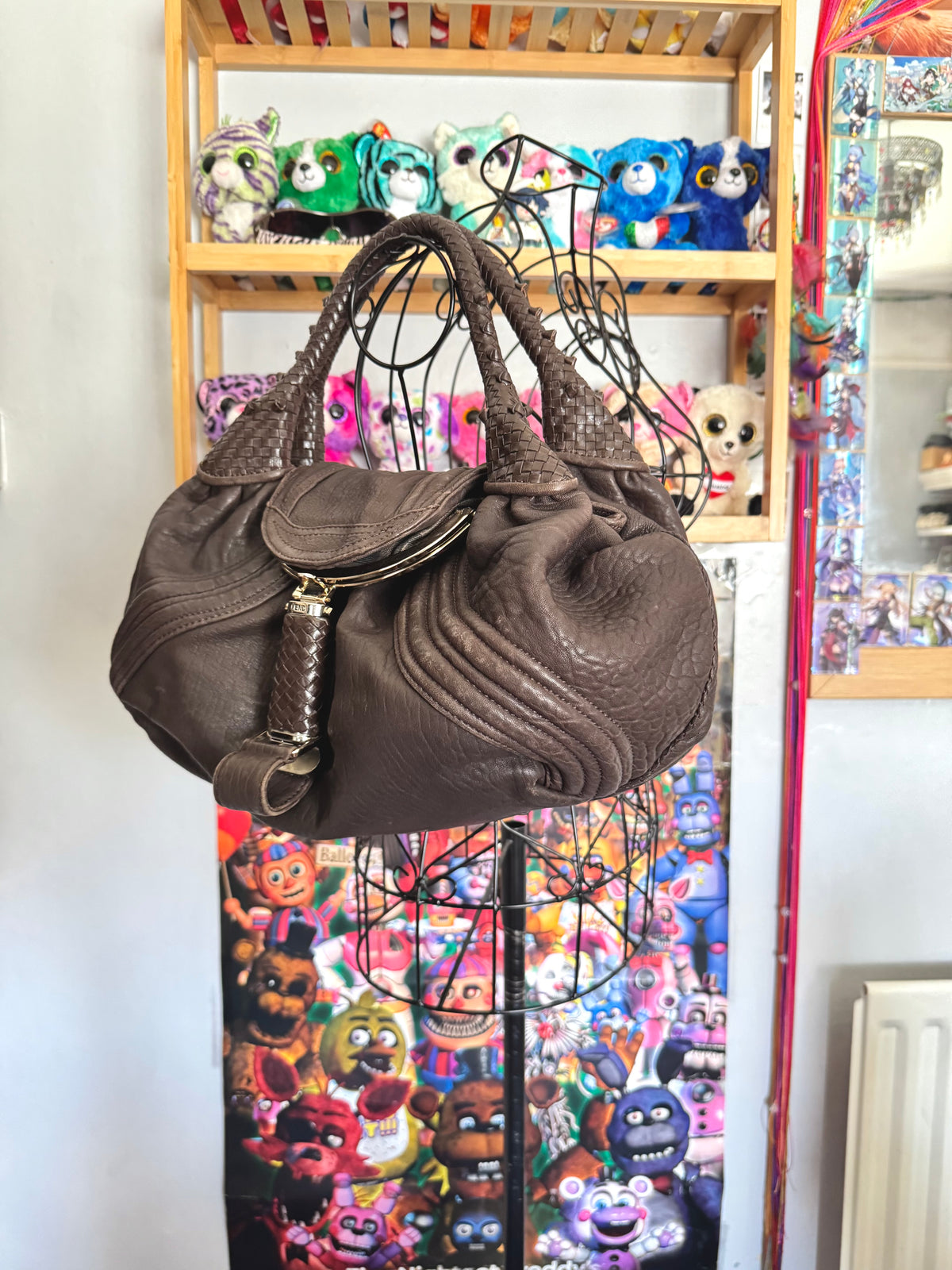 y2k vintage 2005 brown nappa calfskin leather boho slouchy Fendi Spy bag