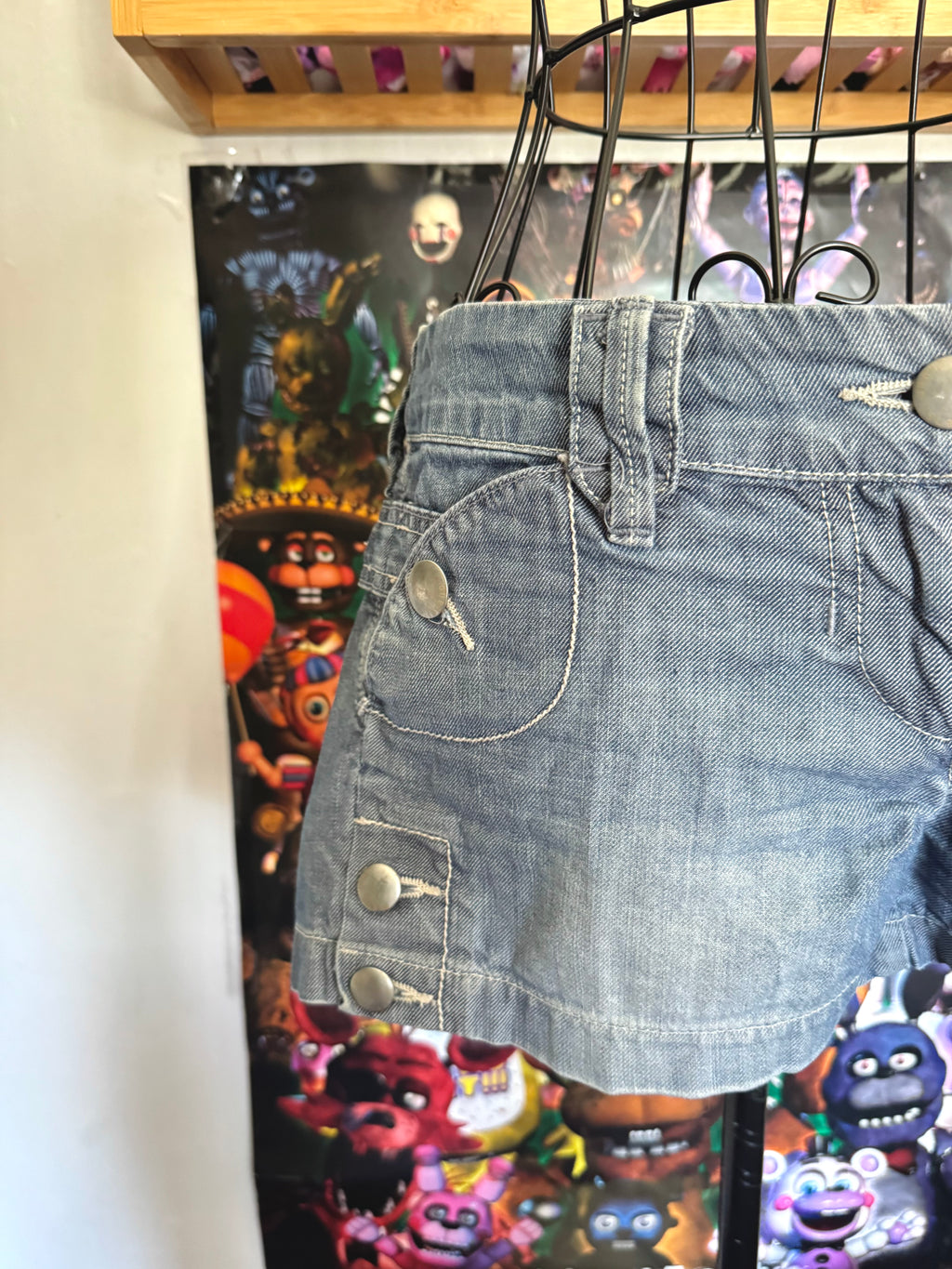 y2k vintage low waisted medium wash denim mini shorts