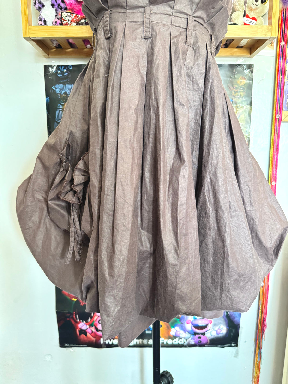 y2k vintage chocolate brown bubble hem floaty babydoll mini dress festival archival