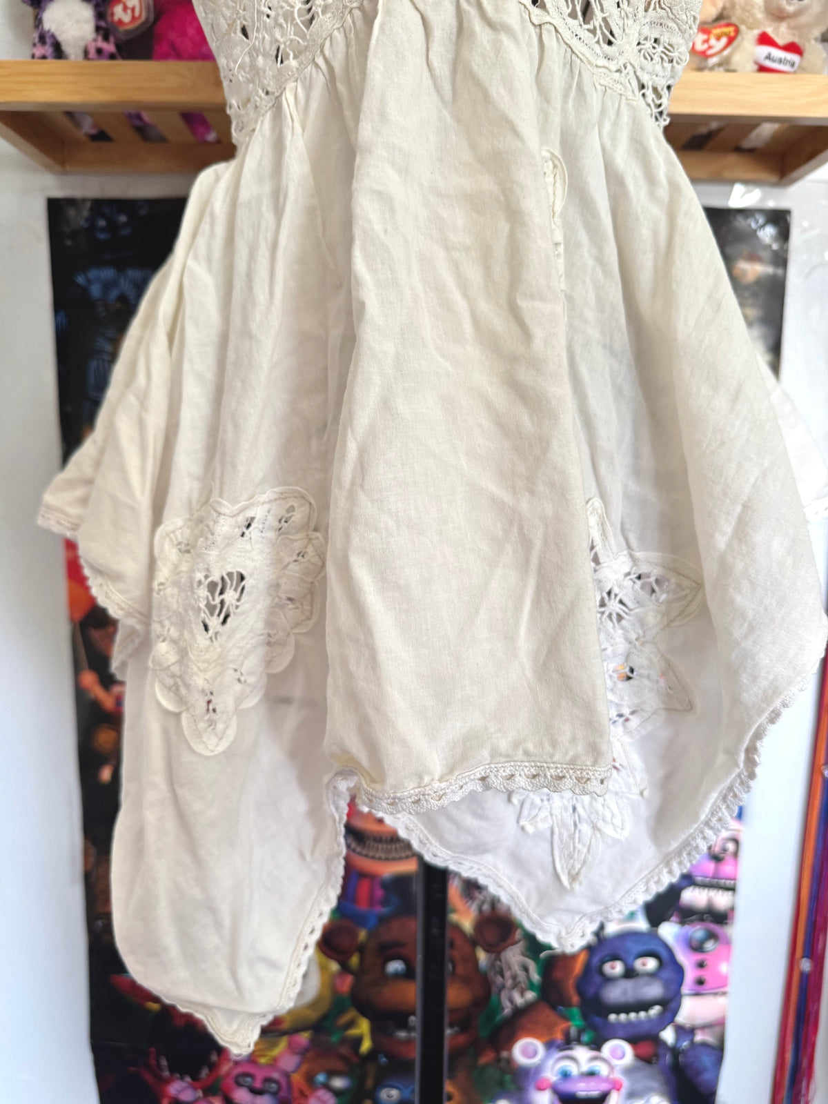 y2k vintage white floaty fairy hem babydoll cami top