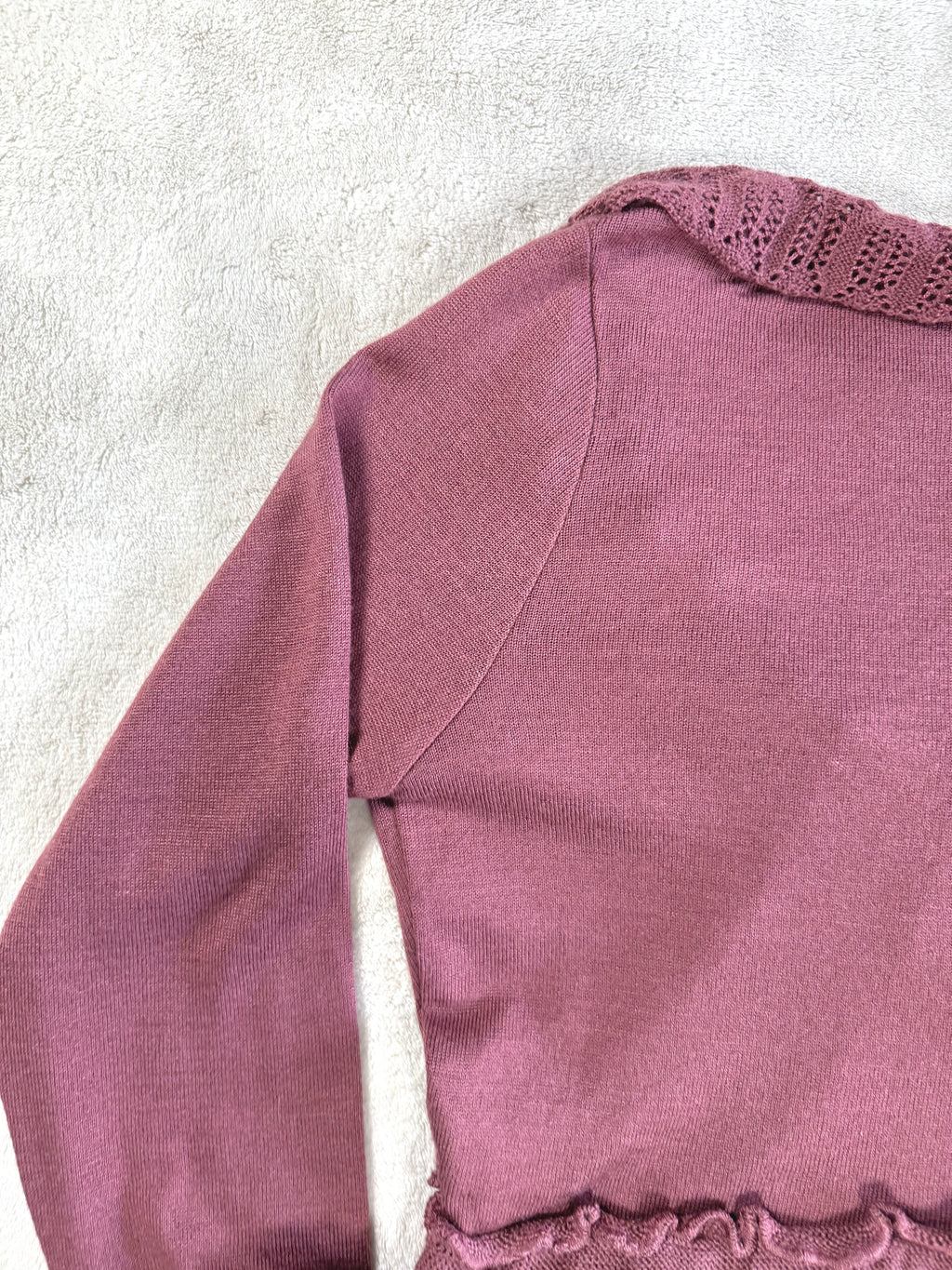 y2k vintage dusty pink fitted cropped tie front flared sleeve cardigan