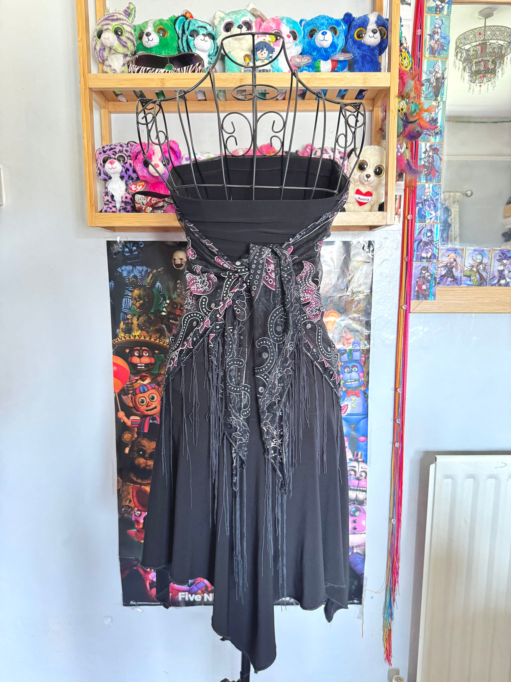 y2k vintage strapless fitted ruched asymmetrical fairy hem mini dress with butterfly mesh shawl