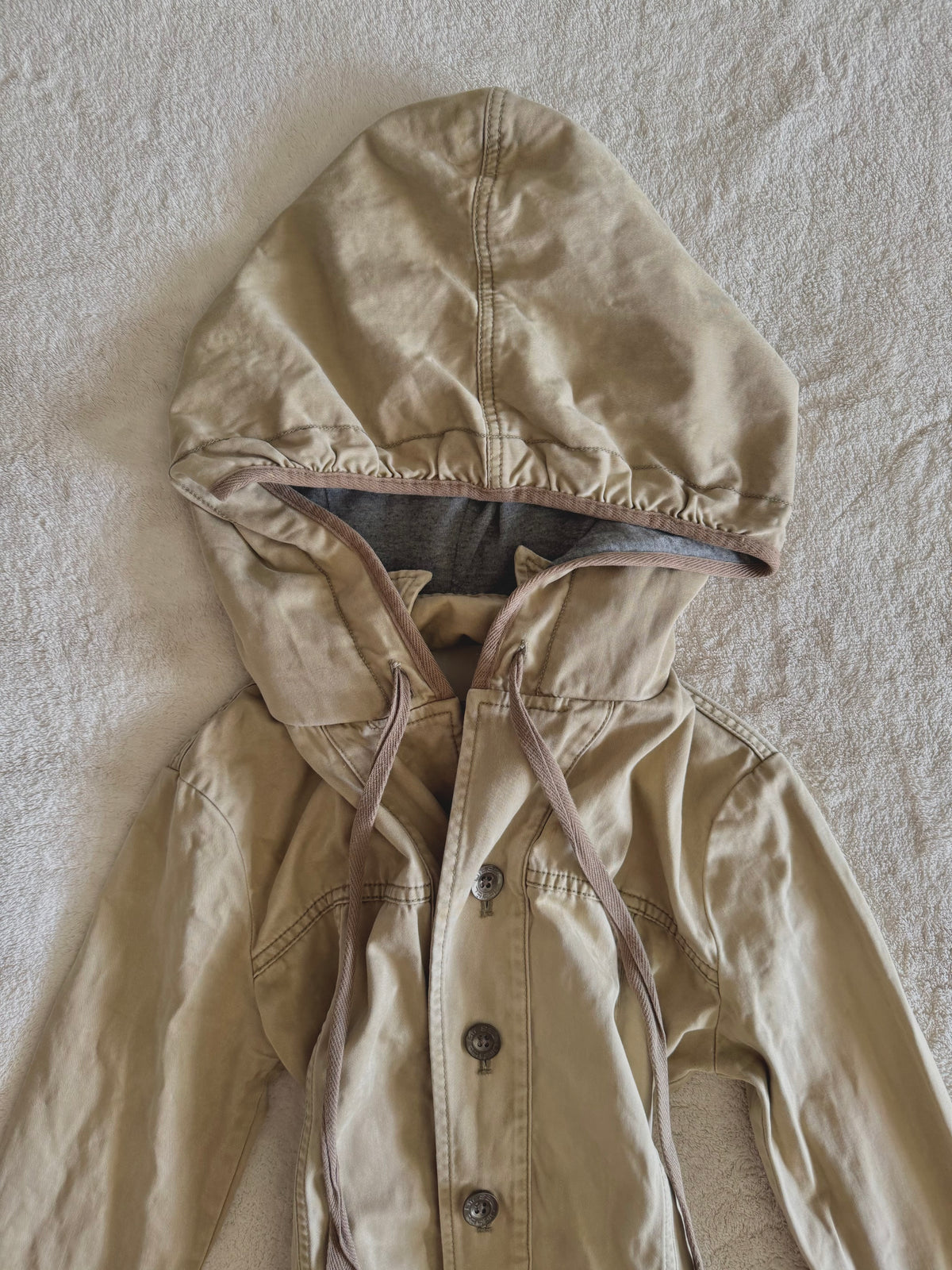y2k vintage fitted button up archival hooded pleated trench coat archival drawstring