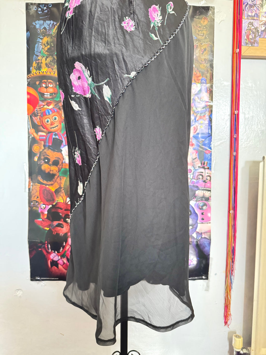 y2k vintage satin floral pattern asymmetric cut midi dress elegant