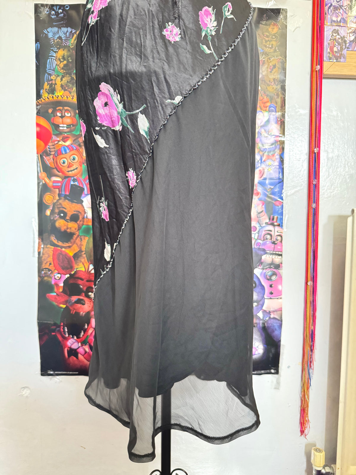y2k vintage satin floral pattern asymmetric cut midi dress elegant