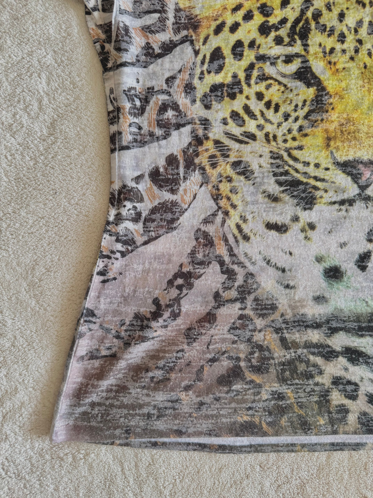 y2k vintage graphic leopard print sheer fitted tee affliction
