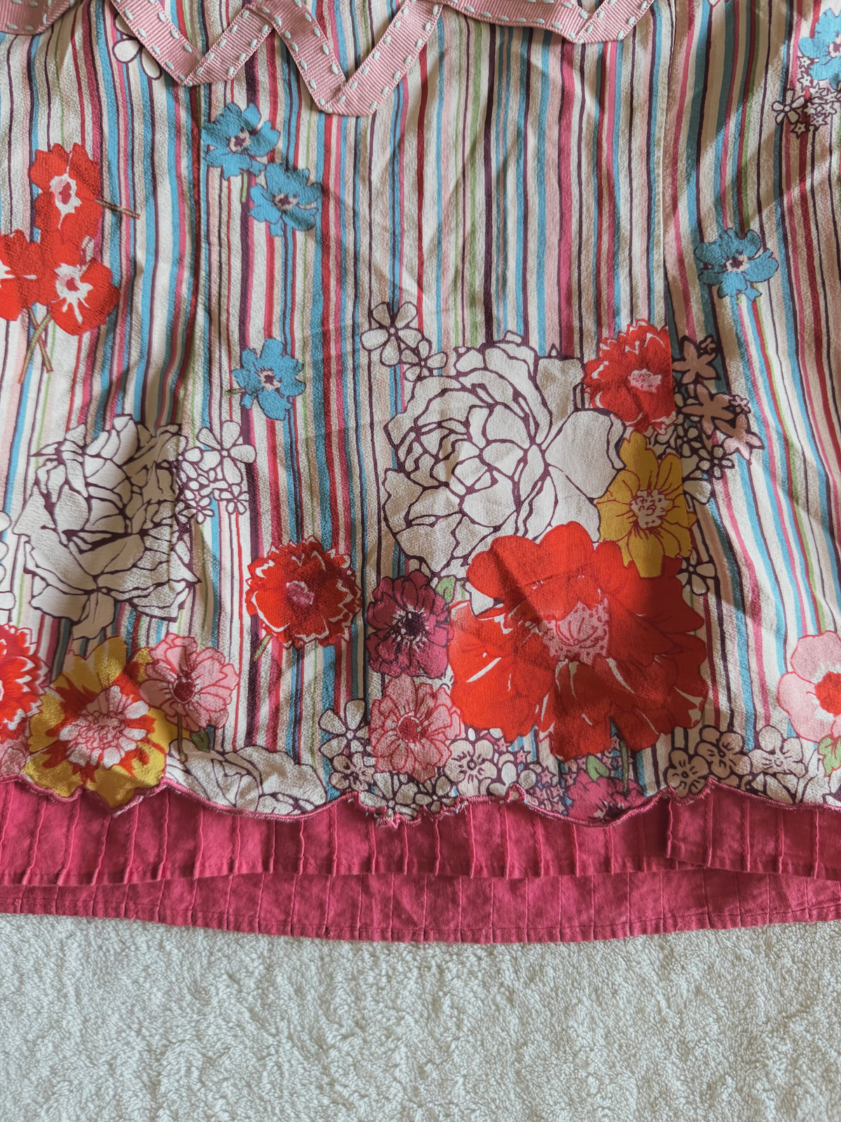 y2k vintage 2005 Karen Millen silk floral print striped fitted cami top