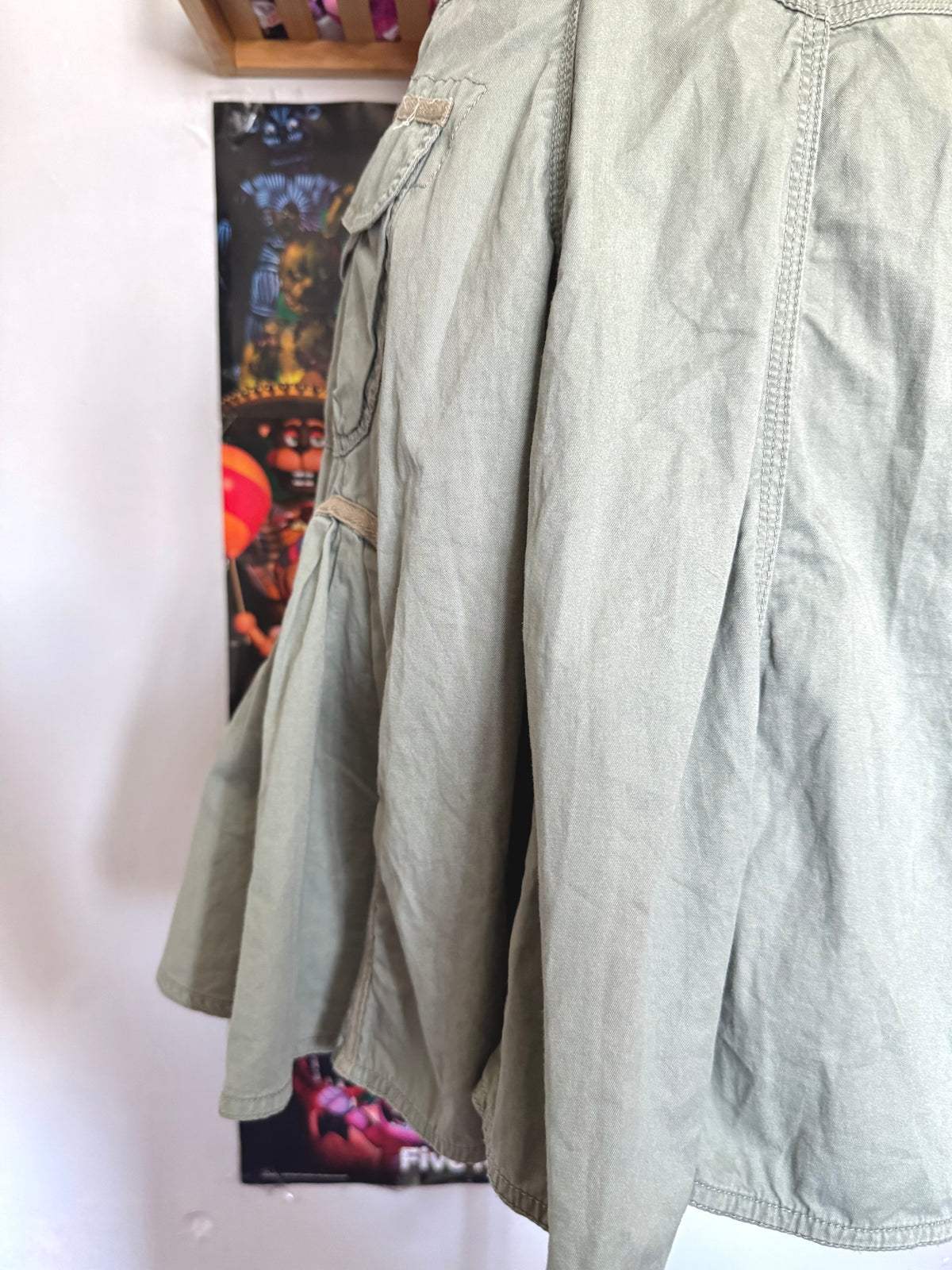 y2k vintage khaki green cargo utility mini dress streetwear grunge summer
