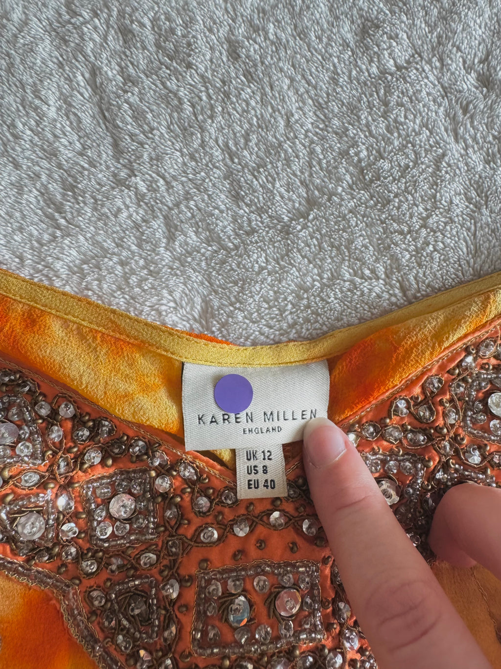 y2k vintage 2002 silk tie dye effect sequin embellished cami top warm autumnal