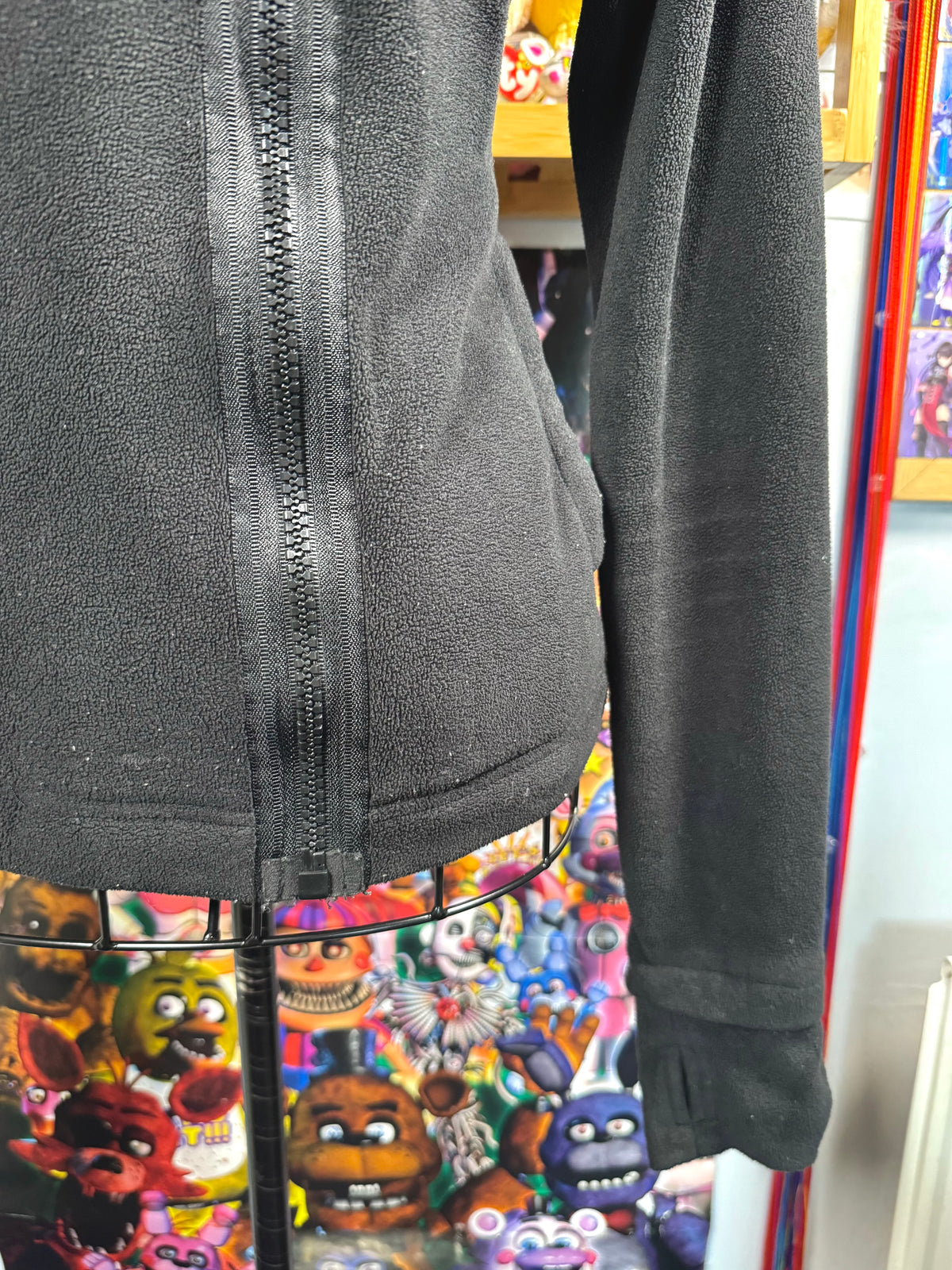 y2k vintage black asymmetrical zip up fluffy lined fleece jacket