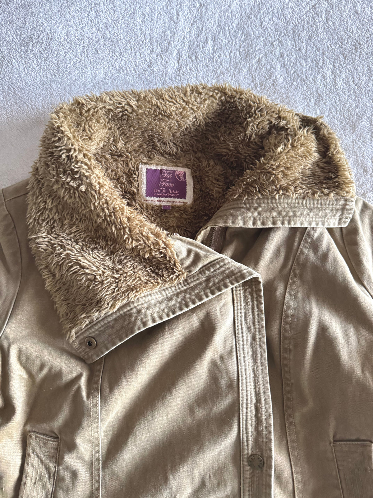 y2k vintage winter thick teddy lined funnel neck jacket cosy