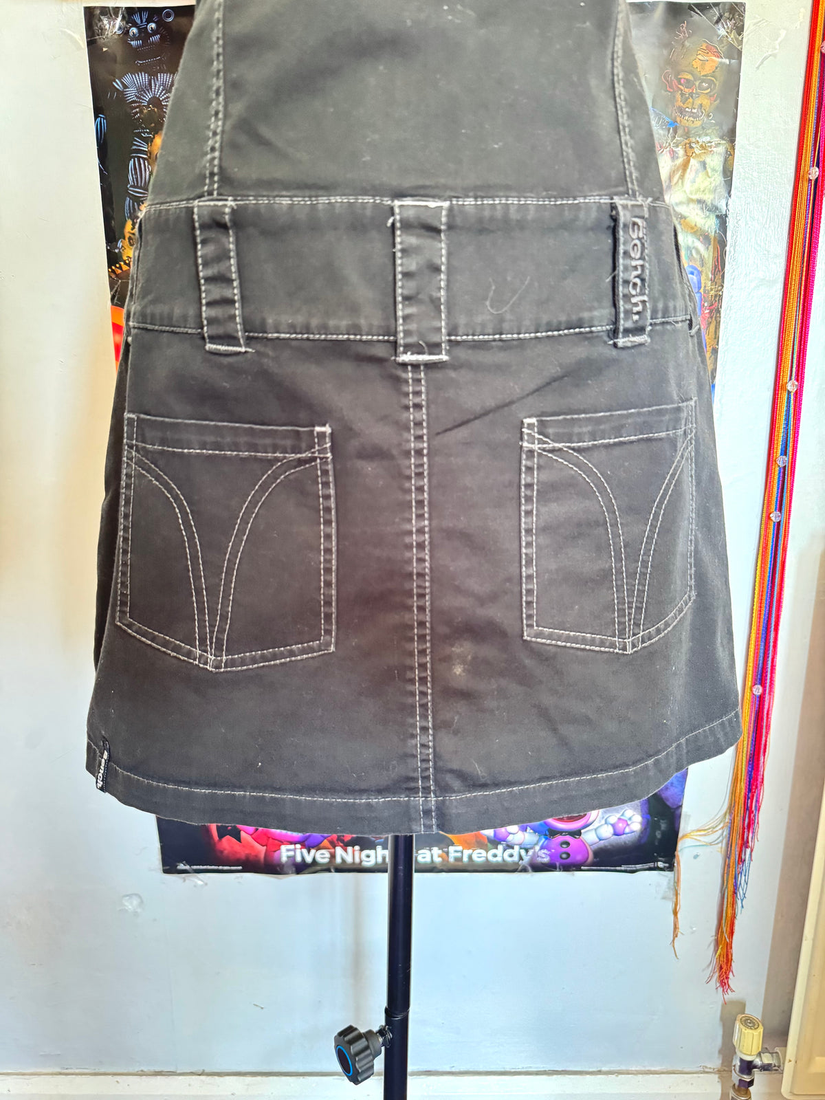 y2k vintage grungy black button up cargo utility style mini dress