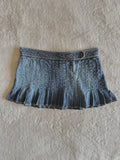 y2k vintage low waisted tightly pleated medium wash denim mini skirt