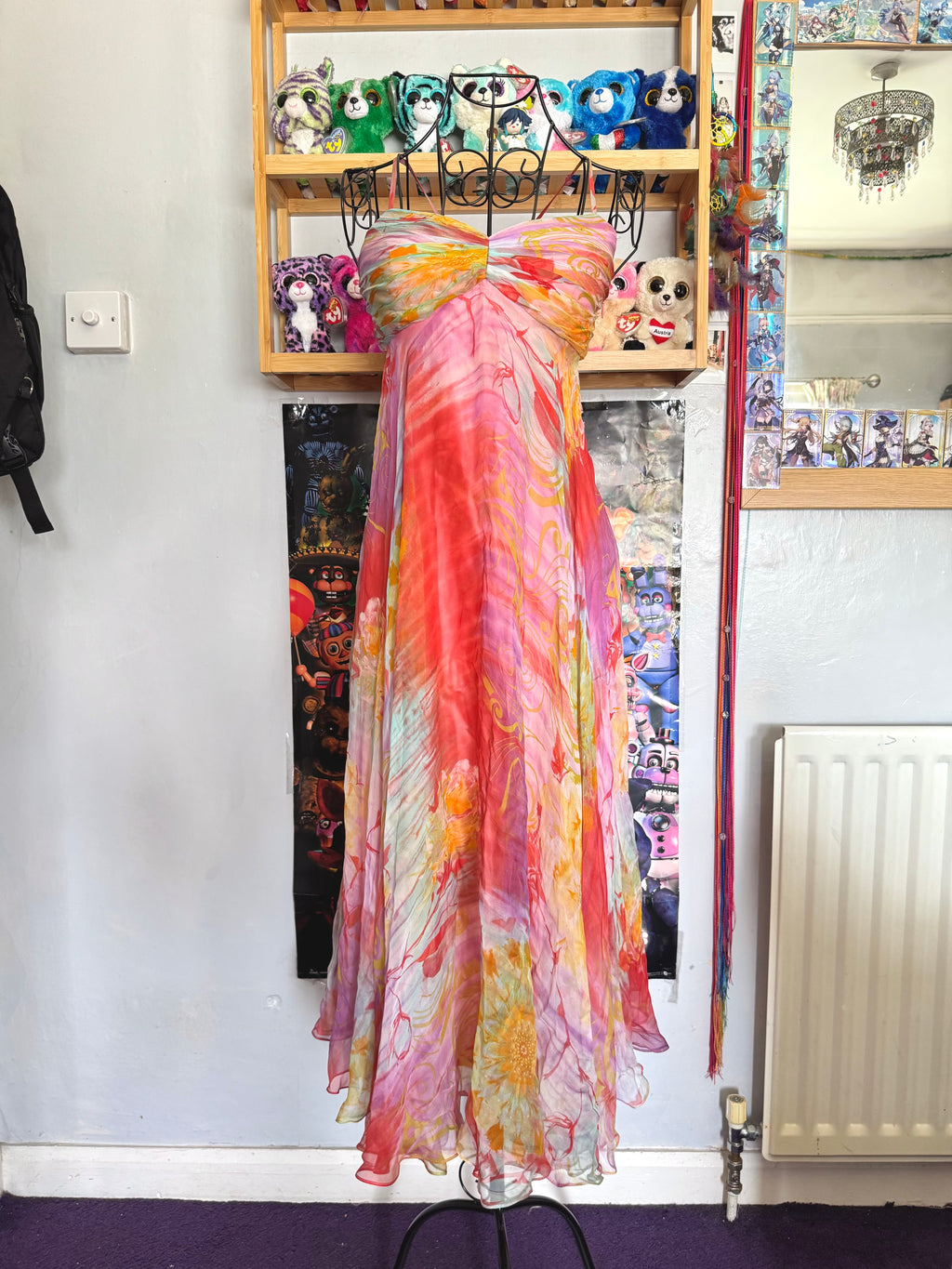 y2k vintage silk summer multicolour maxi dress with matching cardigan zara larsson