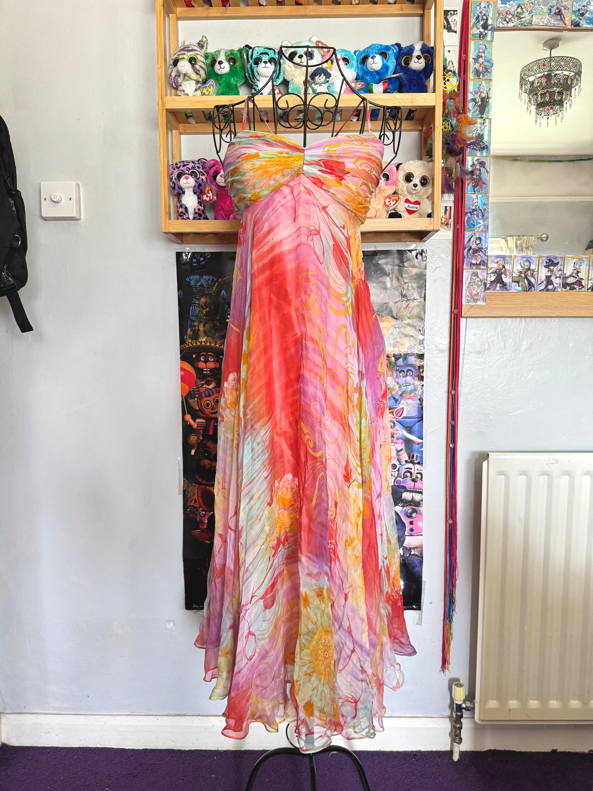 y2k vintage silk summer multicolour maxi dress with matching cardigan zara larsson