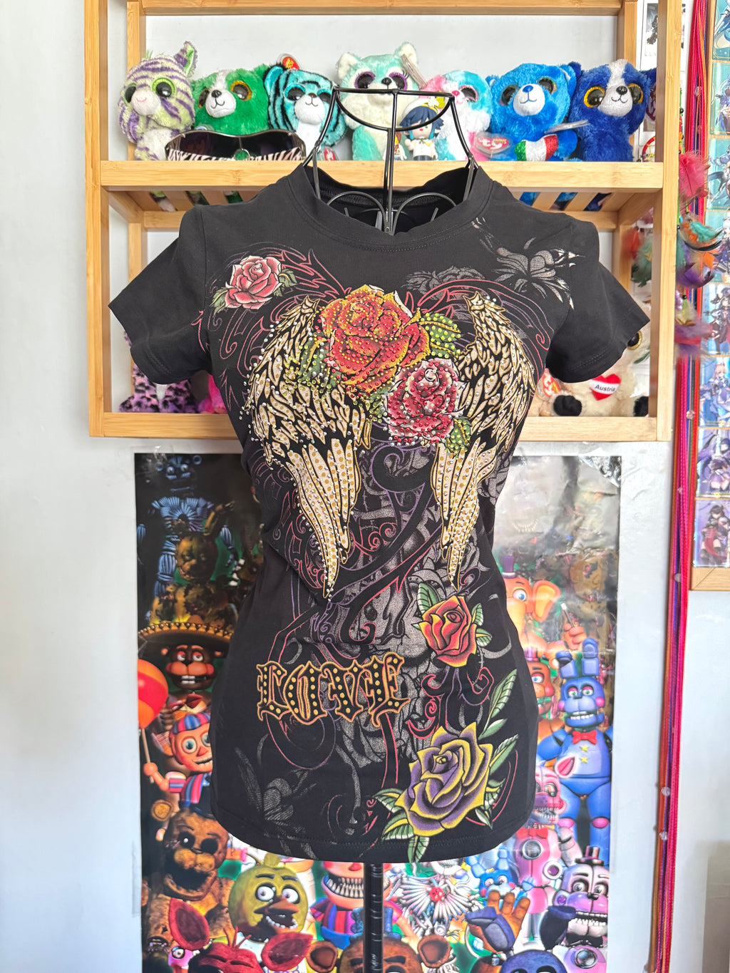 y2k vintage graphic rhinestone embellished baby tee grunge