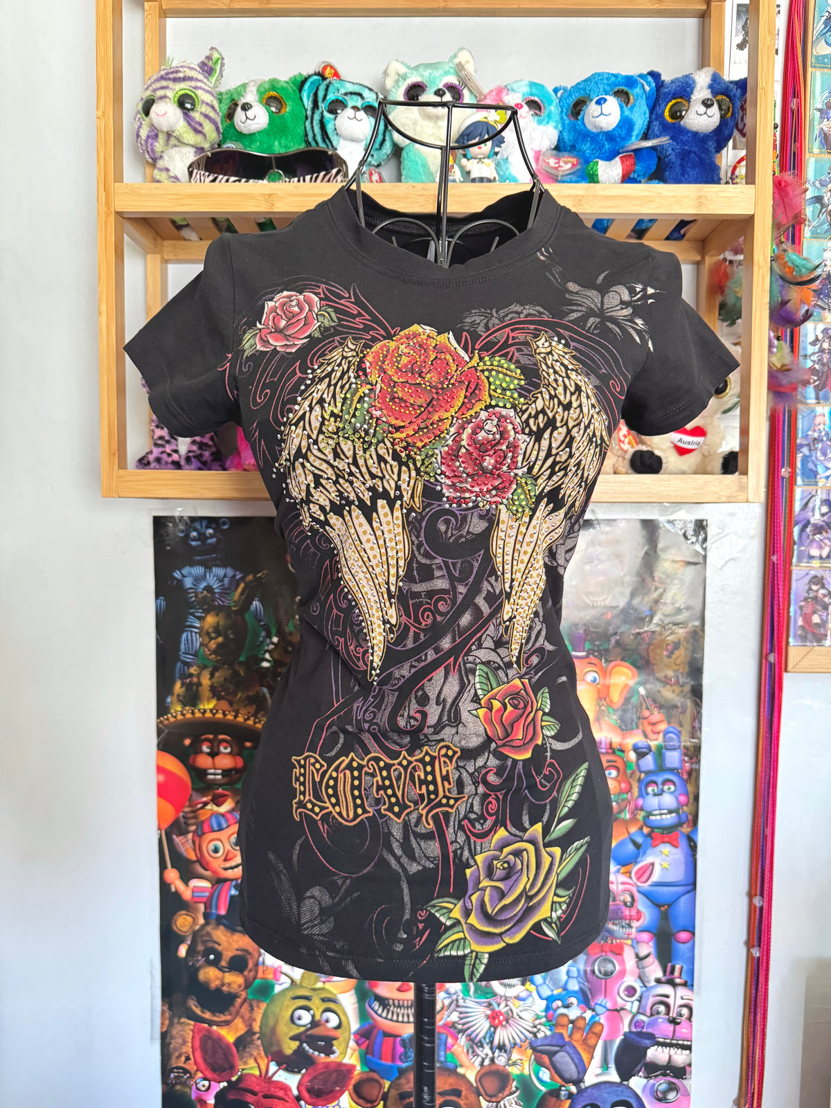 y2k vintage graphic rhinestone embellished baby tee grunge